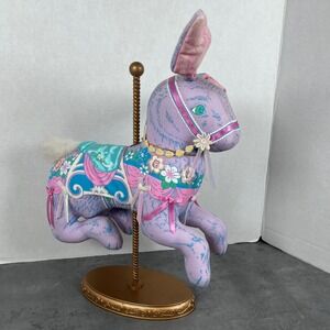 VTG 1993 Determined Productions Carousel Bunny Rabbit Lavender Blue Floral Plush